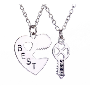 2 Colares Best Friends Eternas Amigas Folheado a Prata
