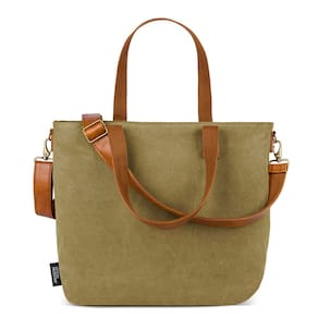 Bolsa simples, moderna, grande, de tela verde-oliva para laptop de 17 polegadas