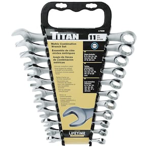 Conjunto de chaves Titan Tools 17328 de 11 peças métricas com rack de armazenamento