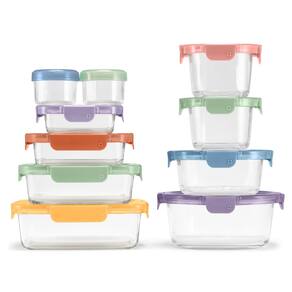 Conjunto de armazenamento de alimentos Ello Color Lock de 20 peças de vidro com tampas de plástico
