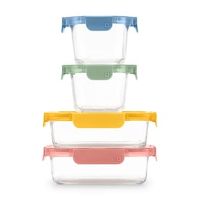 Conjunto de armazenamento de alimentos Ello Color Lock de 8 peças de vidro com tampas de plástico