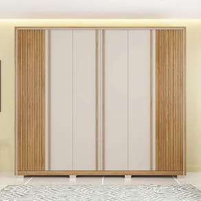 Guarda-roupa Casal Suburban Ripado 6 Portas 6 Gavetas e Pés Espresso Móveis Buriti/Off White