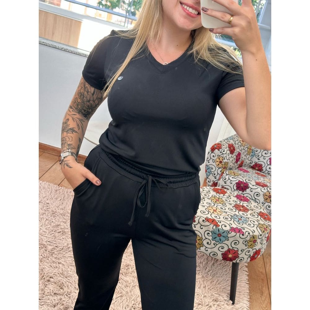Conjunto Pijama Cirurgico Scrub Ame Preto