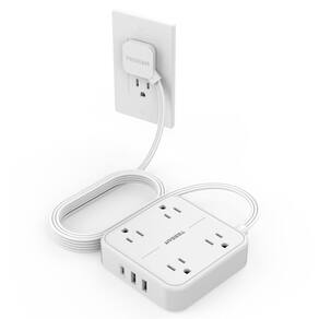 Cabo de extensão TESSAN Surge Protector 3 USB 10 pés branco