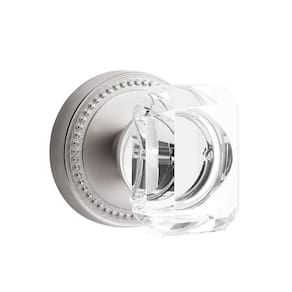 Maçaneta de porta fictícia SORWDUERM Crystal Satin Níquel Escovado