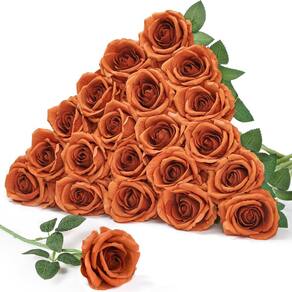 Rosas artificiais Serwalin Burnt Orange Velvet Real Touch