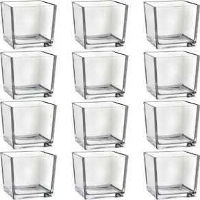 Kit 12 Porta Vela De Vidro Quadrado Castiçal 100 Ml