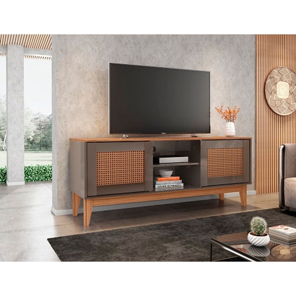 Rack Safira 1.35 Cinza Perola/Noce - Casa D Móveis
