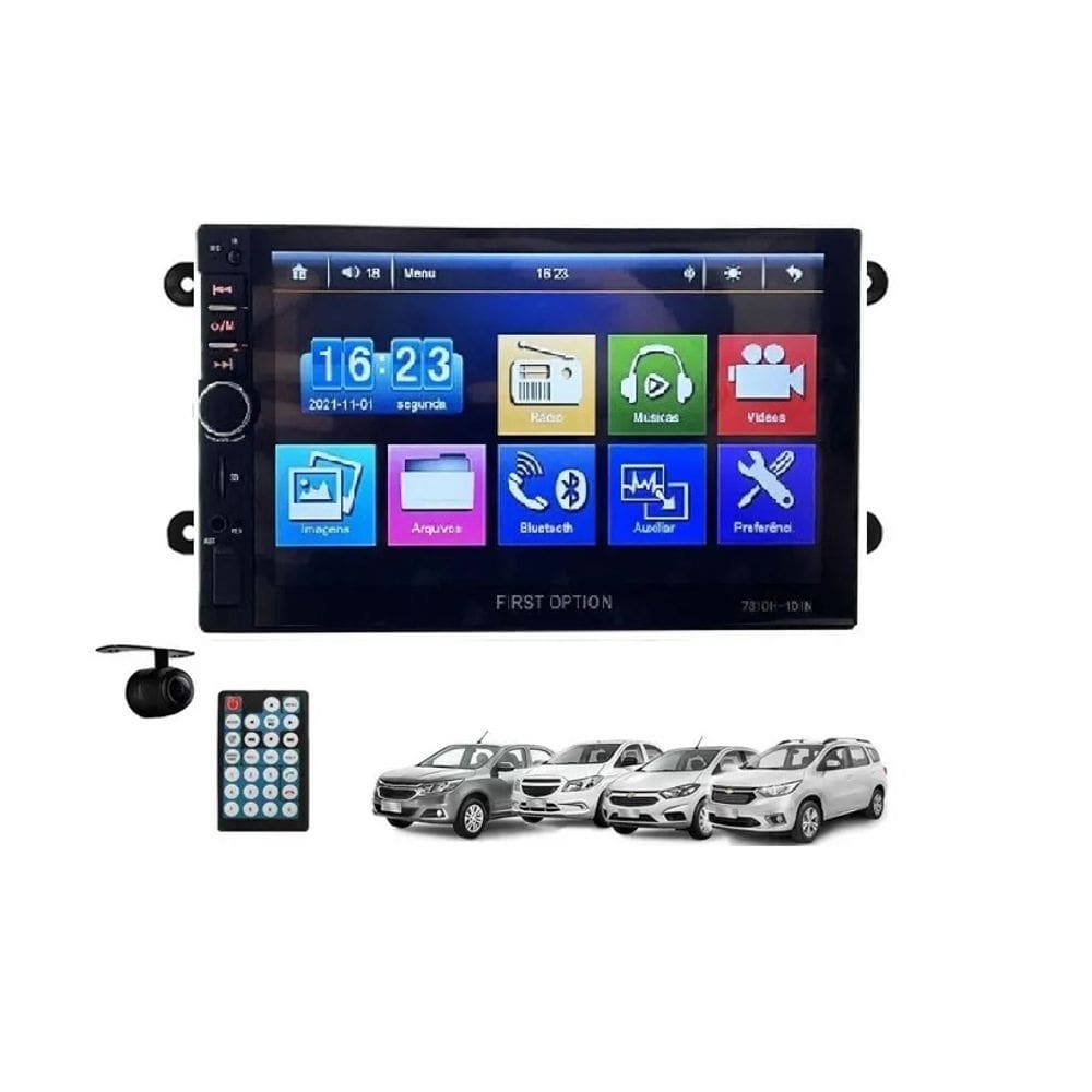 Kit Multimídia Onix Prisma Cobalt Spin LS LT Mp5 Bt Usb Fm Leitor SD First Option 7810H