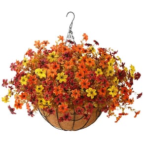 Cesta de flores suspensas artificiais INQCMY para decoração de outono