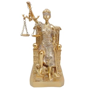 Estátua Dama Justiça 17 Cm Altura Dourado Direito Tres-J08