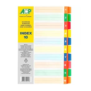 Divisórias Para Fichário Caderno Argolado Universitário Colorido 22,5 x 29,7cm  - ACP