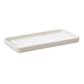 Bandeja Retangular Em Cerâmica Branca Mart 26x10cm