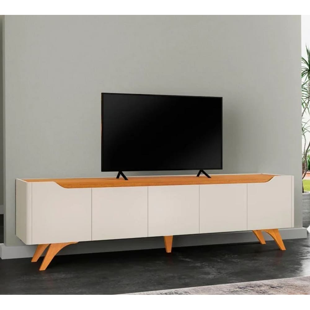 Rack Grécia para Tv até 75 Polegadas 4 Portas 1 Gaveta Off White/Naturalle - Mavaular