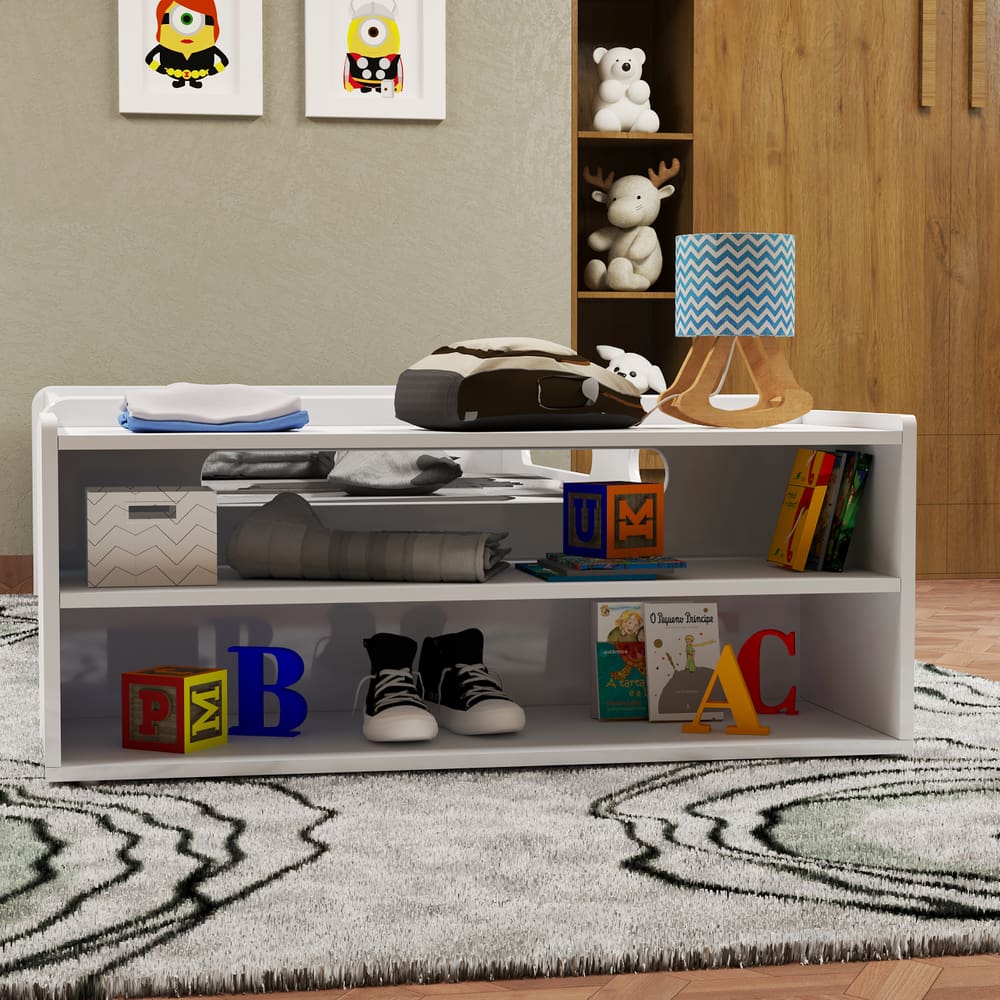 Nicho Organizador Com 2 Prateleiras em Mdf Branco