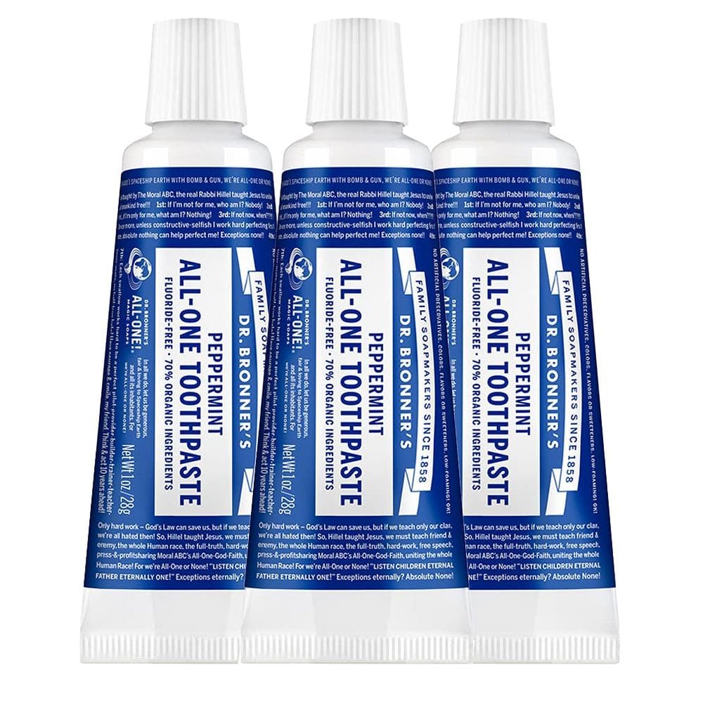 Pasta de dente Dr. Bronner`s All-One Peppermint 30 ml, pacote com 3