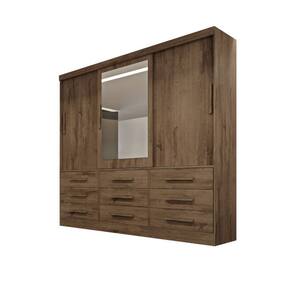 Guarda-roupa casal 3 portas espelho 9 gavetas 2,11m - Turim-Avelã - Bianchi Móveis