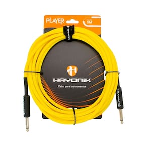 Cabo P/ Instrumentos Hayonik Player P10 x P10 Amarelo 5 Metros - CB0539