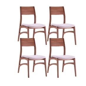 Conjunto 4 Cadeiras Madeira Maciça Alento Champagne/Bes
