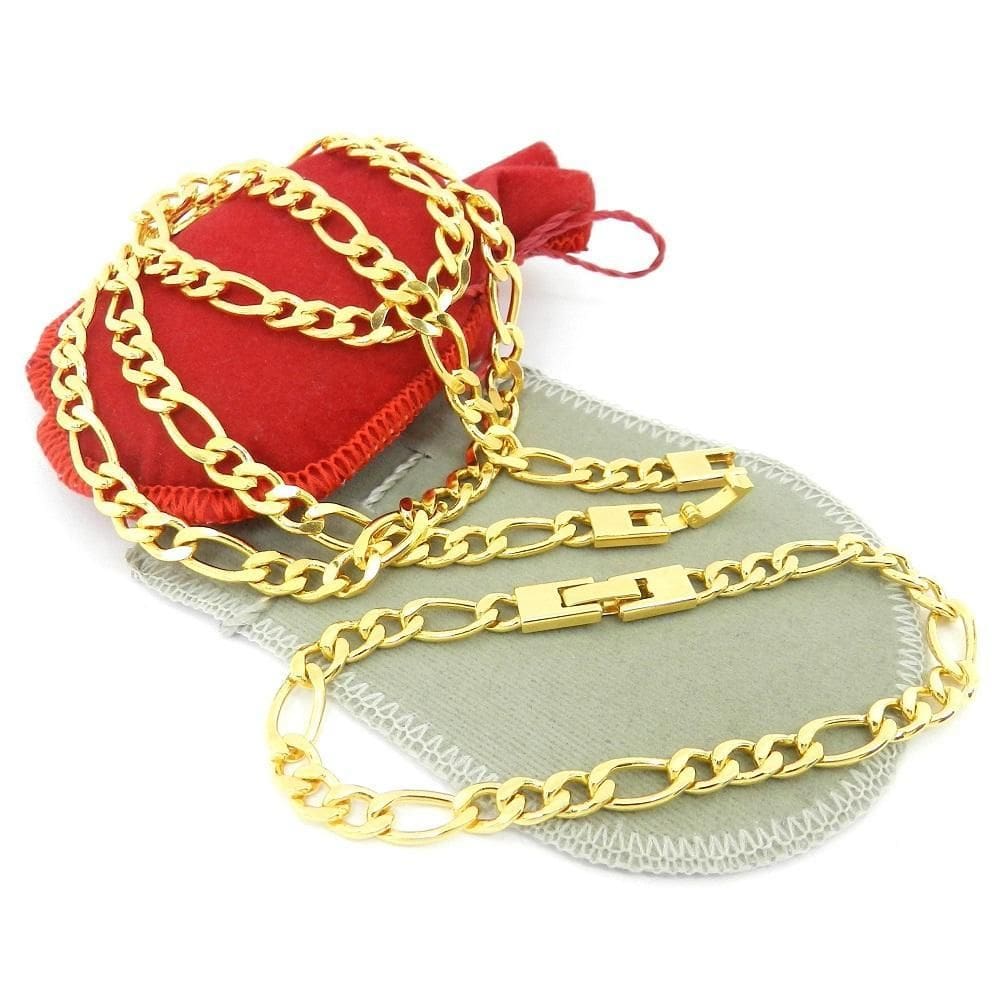 Corrente Masculina 80Cm 6Mm + Pulseira Folheada Ouro Cr303