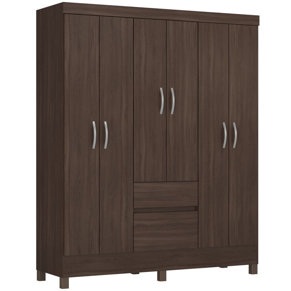 Guarda Roupa Casal Demóbile Flash II 6 portas 2 gavetas Café touch 205