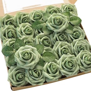 Flores artificiais Floroom Elf Green Foam Fake Roses x25