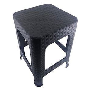 Kit 4 Banquetas Banco De Plástico Rattan Preta Plas New