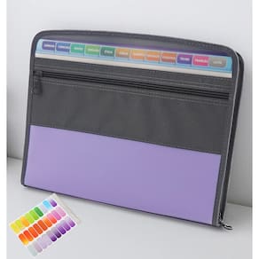 Organizador de arquivos de acordeão NAFY 13 bolsos A4 com zíper lilás