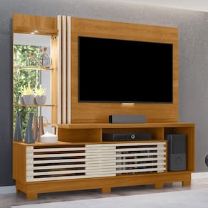 Estante Home Theater 2 Portas Com Espelho LED Frizz Plus