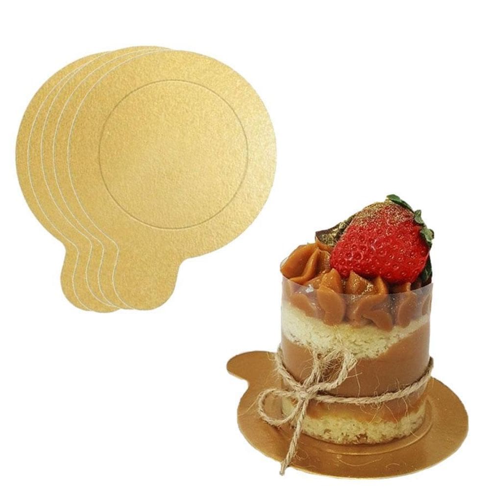 10Un Base Para Bolo Doces Ultrafest Dourada 8Cm