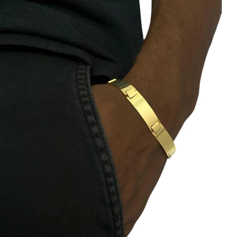 Bracelete Liso 10Mm - Banhado A Ouro 18K
