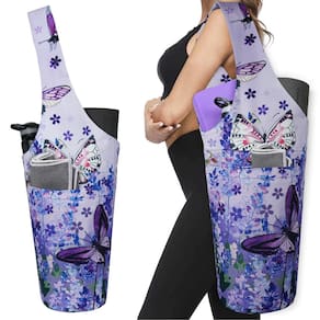 Tapete de ioga Bagyg, sacola longa com bolsos com estampa de borboleta