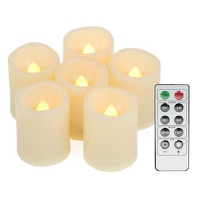 Velas de chá votivas LED sem chama, 6 unidades com controle remoto