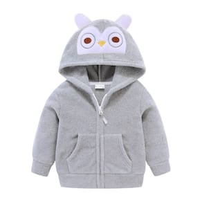 Hoodie Mud Kingdom Baby Girls Cute Owl Fleece Grey 24 meses