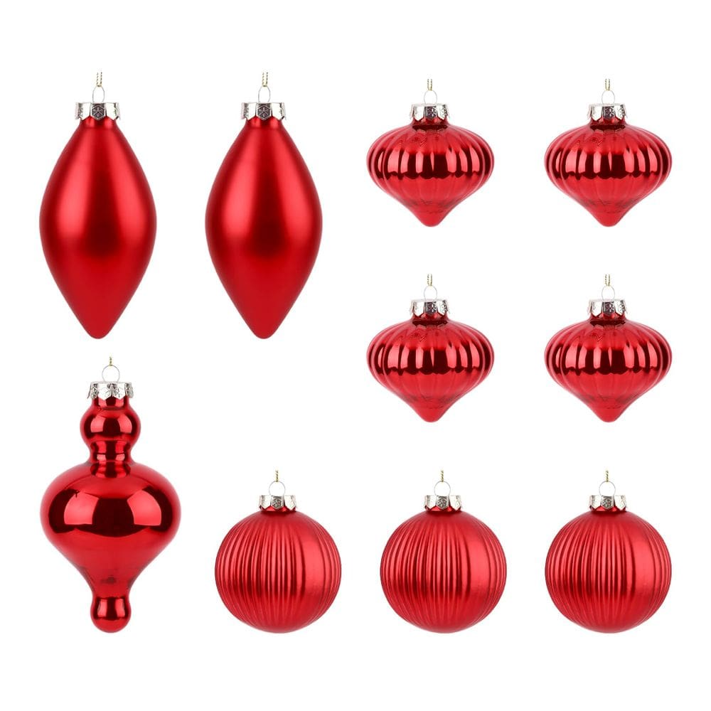 Enfeites de bola de Natal Alupssuc Red Glass 10 unidades