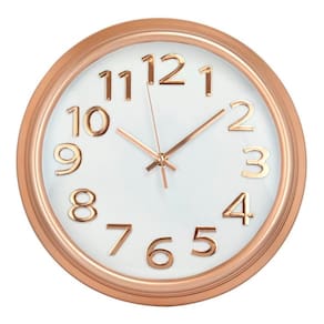 Relógio De Parede Redondo Moderno Grande Rosê Gold 33cm