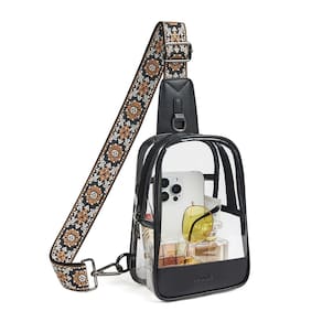 Mochila Clear Sling Bag Shrie para mulheres e homens Stadium Black