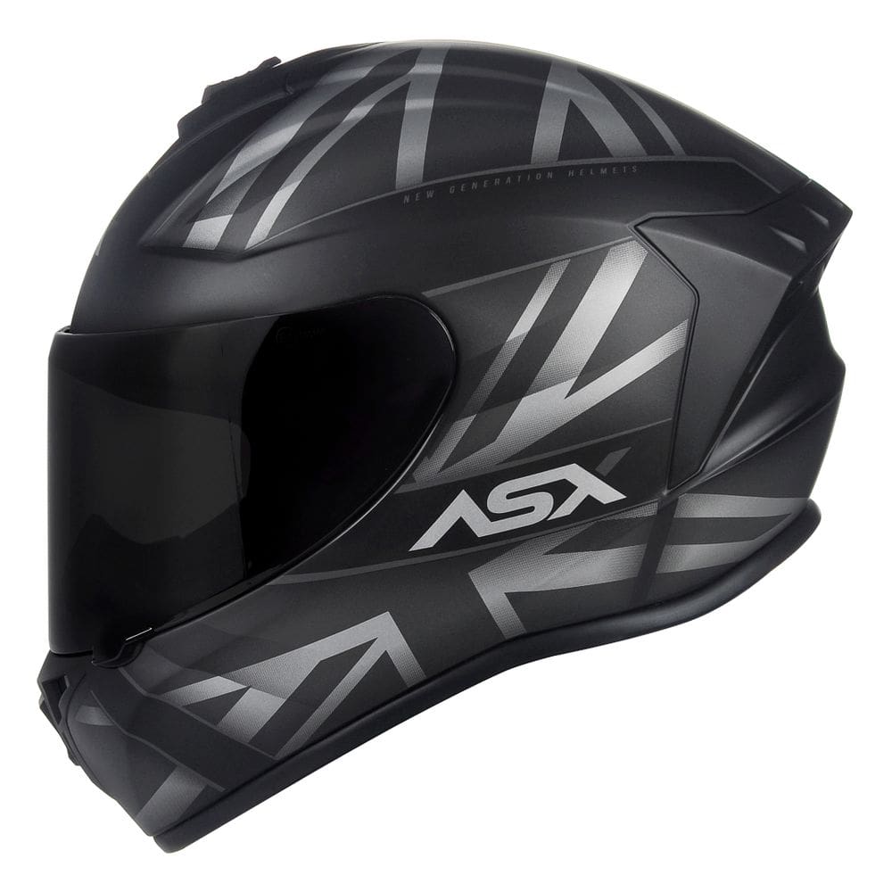 Capacete ASX Draken UK Preto e Cinza Fosco