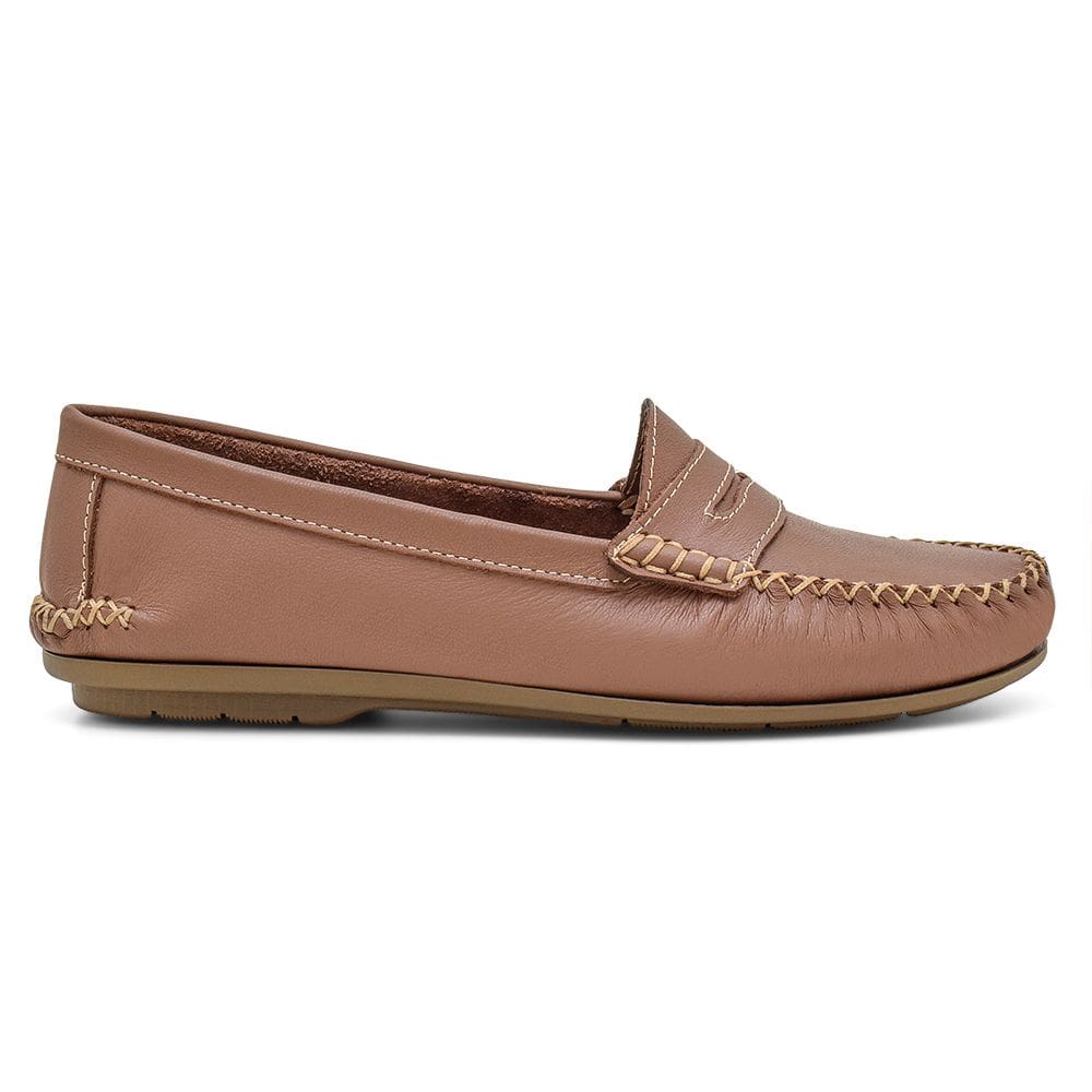 Mocassim Feminino Marrom Couro Conforto Casual Ortopédico