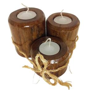 Kit 3 Suportes Castiçal 9/7/5 cm + 3 Velas Brancas