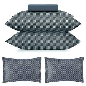 Kit Jogo de Cama Queen 3 Peças e 2 Fronhas Extras Altenburg Toque Acetinado Slim Azul Marinho
