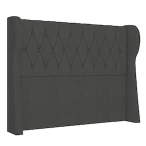 Cabeceira Casal King Cama Box 195cm Malva I02 Veludo Chumbo - Mpozenato