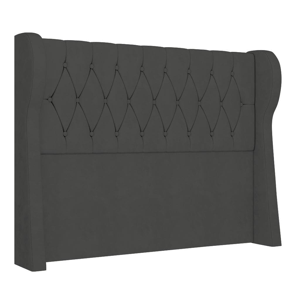 Cabeceira Casal Cama Box 140cm Malva I02 Veludo Chumbo - Mpozenato