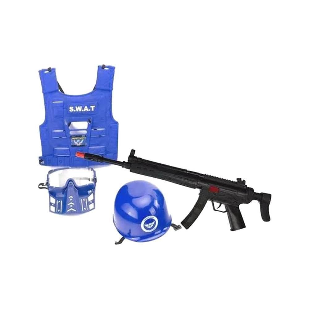 Kit Infantil Polícia Swat Azul Escola Brincadeira Divertida