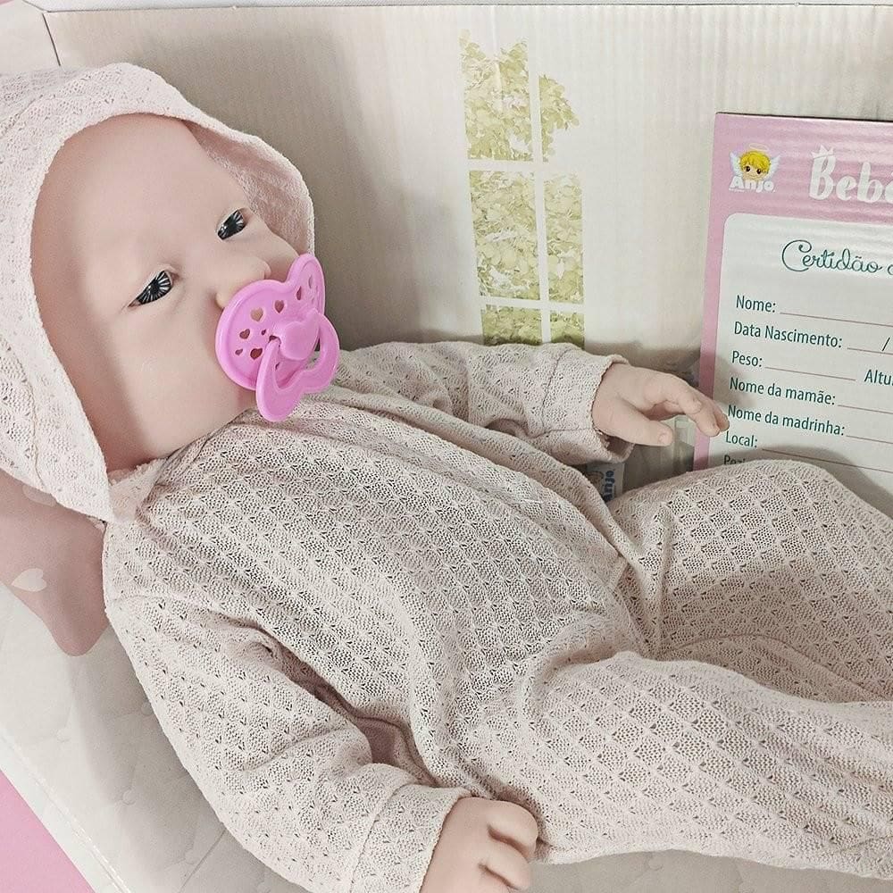 Boneca Bebê Reborn Anjo Completa Com Macacão E Acessórios