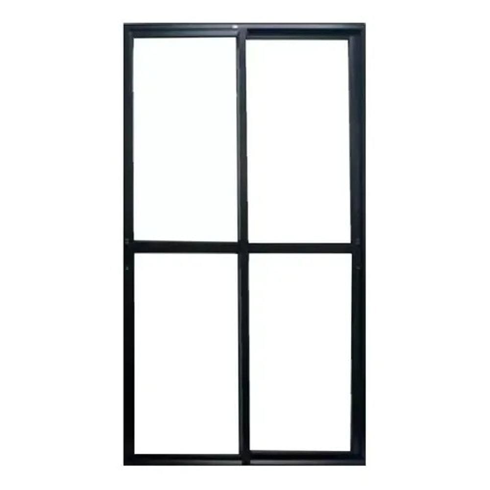 Porta balcão 2 folhas 2,10x1,20 com fechadura no alumínio preto