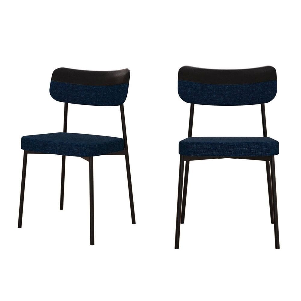 Kit com 2 Cadeiras para Sala de Jantar Mona Yescasa Azul Corriente/Preto