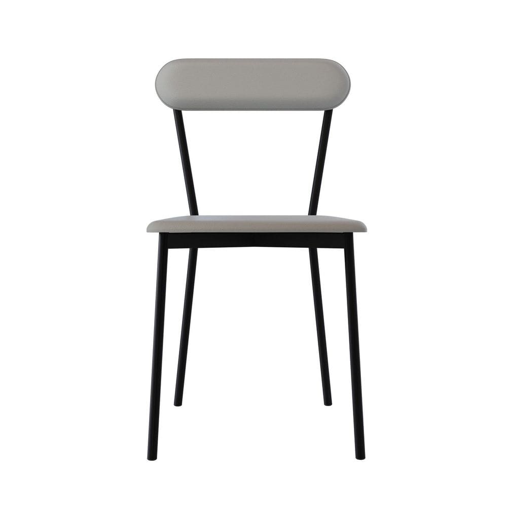 Cadeira Fixa Estofada Vintage Emília com 2 unidades Off White/Preto