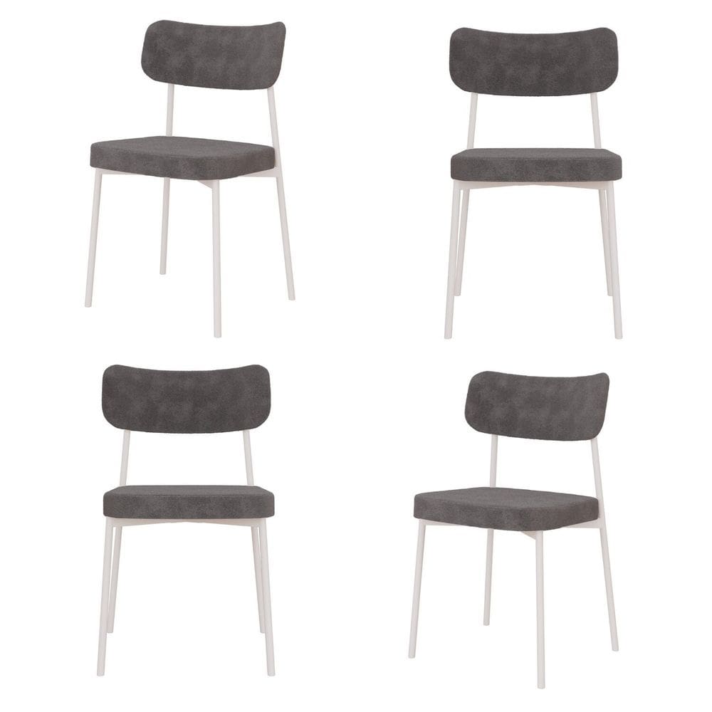 Kit com 4 Cadeiras para Sala de Jantar Mona Yescasa Boucle Nuvem/Branco