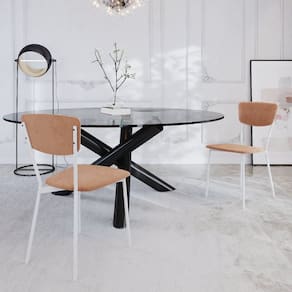 Cadeira Fixa Estofada Vintage Retrô com 2 Unidades Nude/Branco